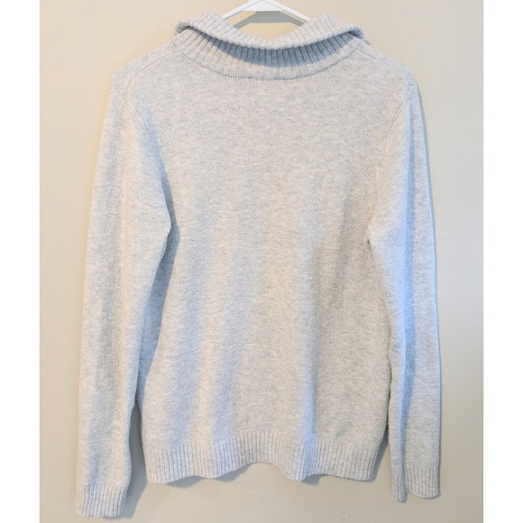 Pure Jill Women's Small Gray Heathered Knit Collared V Neck Long Sleeve Sweater - Picture 2 of 4